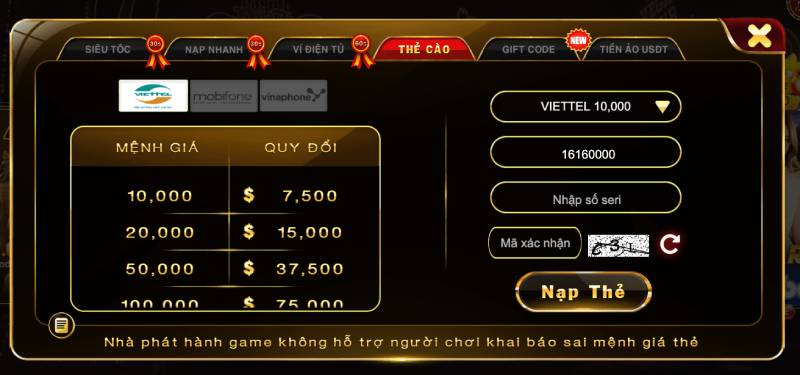 Cách Nạp Tiền Xocdia88 - Bí Kíp Nạp Siêu Tốc, An Toàn Và Nhận Ưu Đãi 4 Nạp thẻ cào điện thoại nhanh chóng